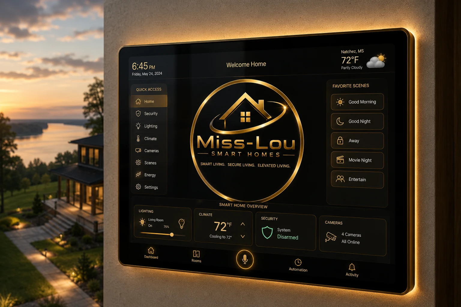 Miss-Lou Smart Homes branded smart home control panel
