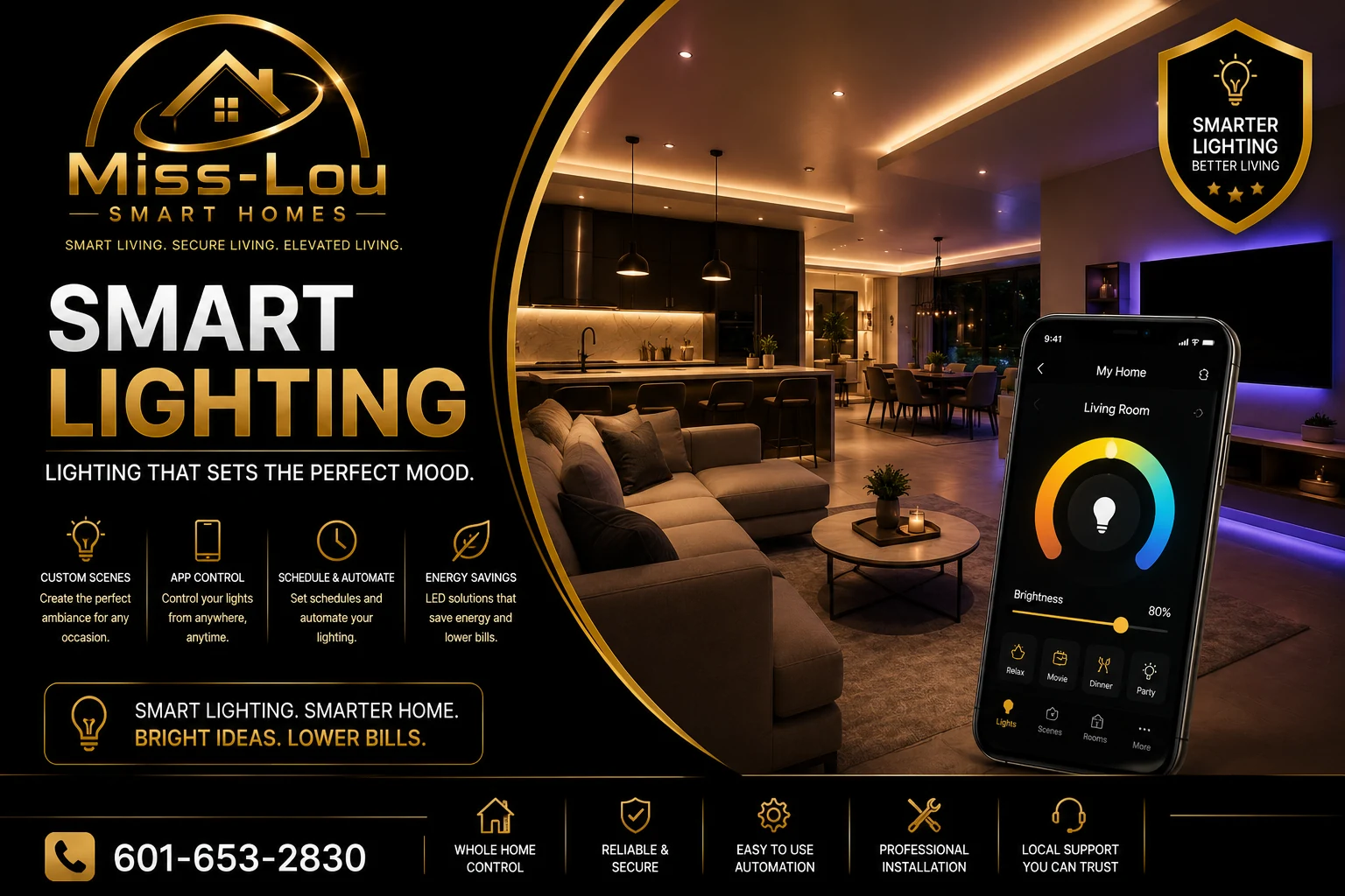 Indoor smart lighting installation