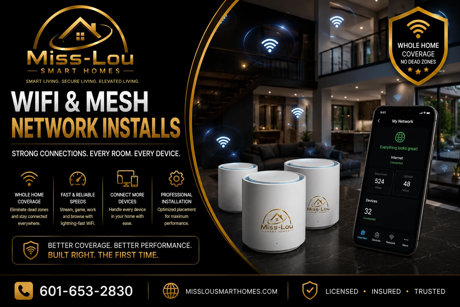 Wi-Fi and mesh network installs
